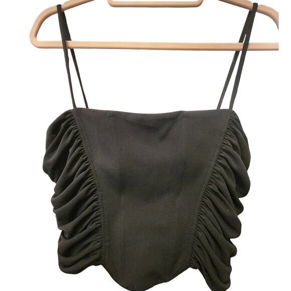 ZARA Black Bustier Cropped Corset top Size Medium EUC - Picture 3 of 5